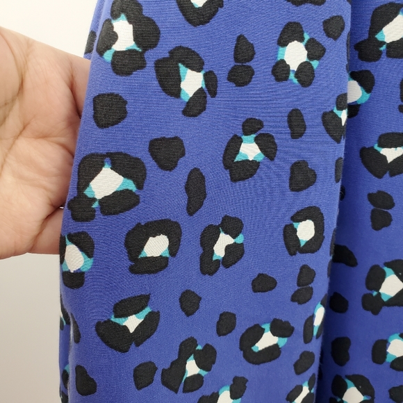 Kate Spade NY Dawson Cyber Cheetah Dress Blue V-Neck Printed - Picture 5 of 11